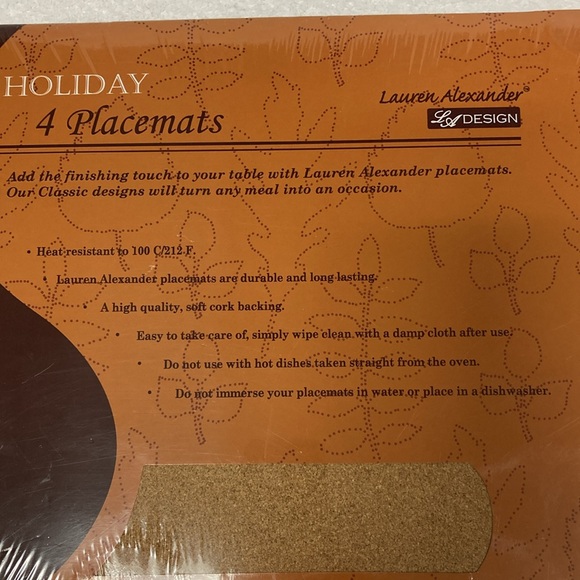 NWT Lauren Alexander holiday fall Halloween cork backed placemats set of 4 - Picture 8 of 8